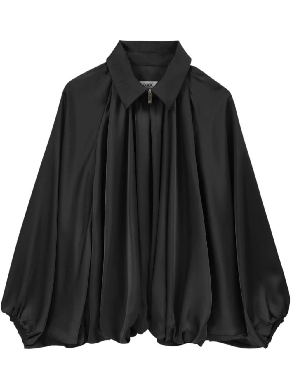 Womens Black Polyester Lapel Collar Oversized Batwing Sleeve Bomber Jacket